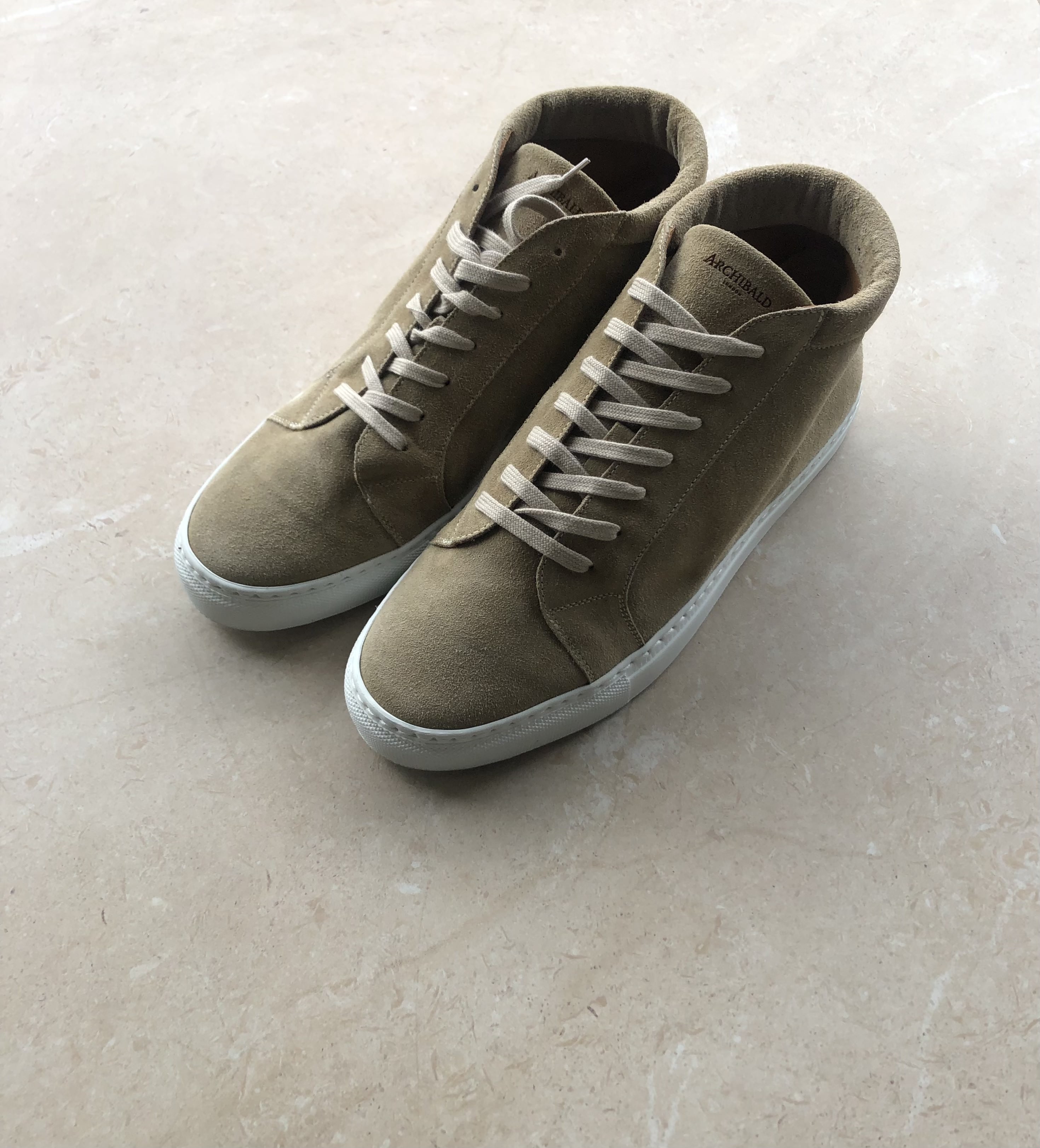 Ghirlandina v4 High Top Leather Sneakers - Beige Suede, White Sole - Size 41